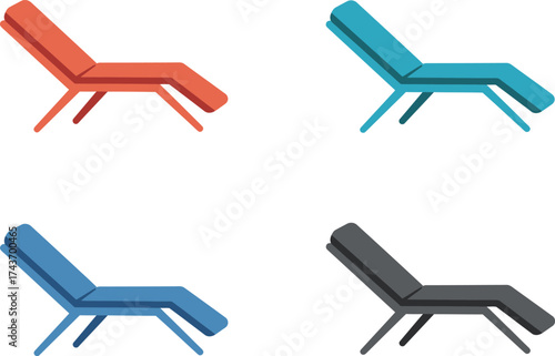 Four Modern Sun Loungers in Different Colors