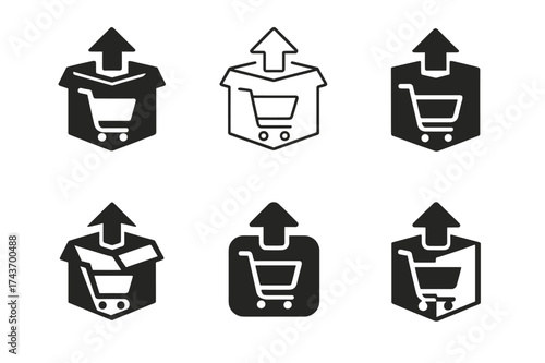 E-commerce Logo Variations. The growth of e-commerce and online shopping trends. Set Logo of The growth of e-commerce and online shopping trends: Returns /