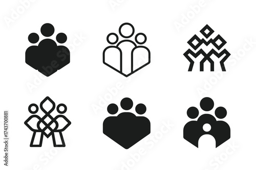 Team Logo Variations. Game tournaments. Set Logo of team icons: multiple players forming a group emblem. harmonious logo variations of the same emblematic