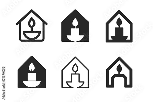 Candle Logo Variations. Making Candles at Home. Set Logo of Making Candles at Home: matches. harmonious logo variations of the same emblematic concept, each