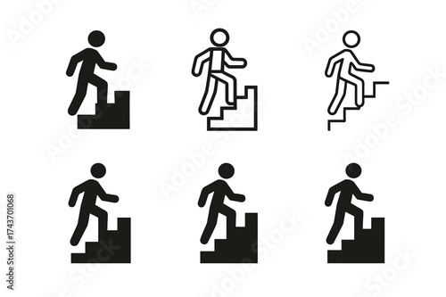 Growth Logo Variations. Making personal growth a lifestyle choice. Set Logo of Making personal growth a lifestyle choice: staircase upward. harmonious logo