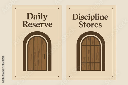 Rustic Cellar Banners. Cellar. Two vertical A6 banners with safe margins, centered composition, no elements touching edges, rustic minimal style, brown and