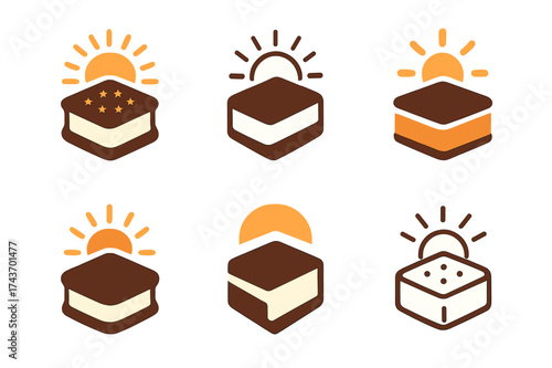 Ice Cream Logo Variations. Ice cream on a hot summer day. Set Logo of Ice cream on a hot summer day: Ice cream sandwich. harmonious logo variations of the same