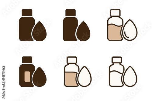 Foundation Logo Variations. Foundation bottles and sponges. Set Logo of Foundation bottles and sponges: Travel-size foundation duo (mini bottle & sponge).