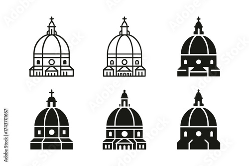 Architectural Logo Variations. The history of architecture and landmark buildings. Set Logo of The history of architecture and landmark buildings: Florence