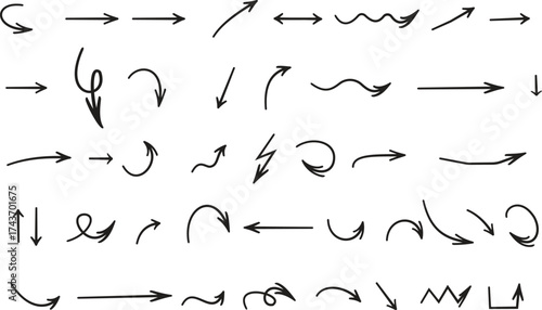Set simple arrows isolated on white background. Arrow mark icons. Arrow paint , stock vector.