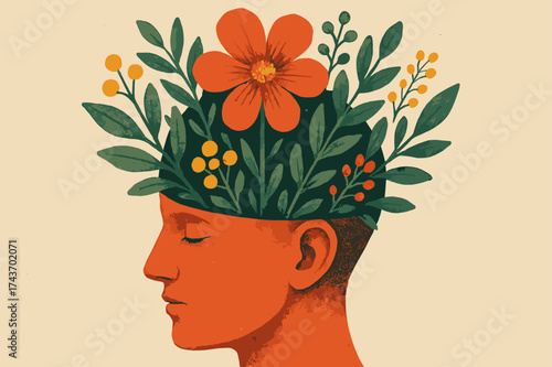 Mind Expansion Art. Mind bloom. A human head s