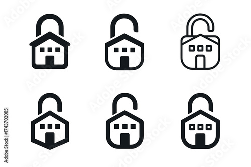 School Safety Logos. Safety in schools and educational institutions. Set Logo of Safety in schools and educational institutions: Locked locker / padlock.
