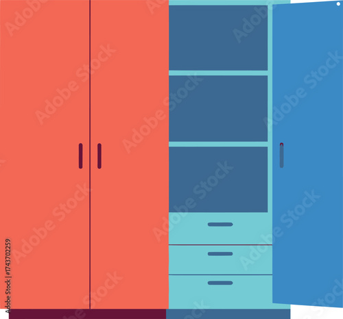 Modern Wardrobe - Flat Illustration