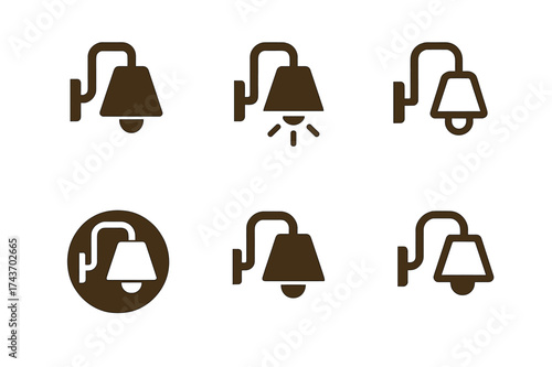 Stylish Lighting Logos. Interior design ideas for small spaces. Set Logo of Interior design ideas for small spaces: Wall-mounted Lighting. harmonious logo