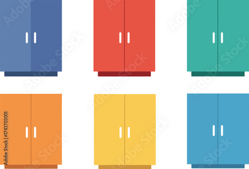 Colorful Wardrobe Icons Set