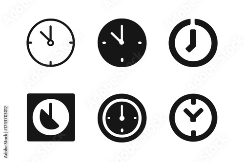 New Year Emblem Variations. Having a New Year?s Eve countdown. Set Logo of Having a New Year?s Eve countdown: Clock striking midnight. harmonious