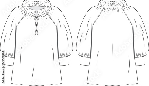 long sleeve women top template front and back.