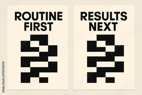 Bauhaus Wisdom Banners. Wisdom. Two vertical A6 banners with safe margins, centered composition, no elements touching edges, bauhaus style, black and cream,