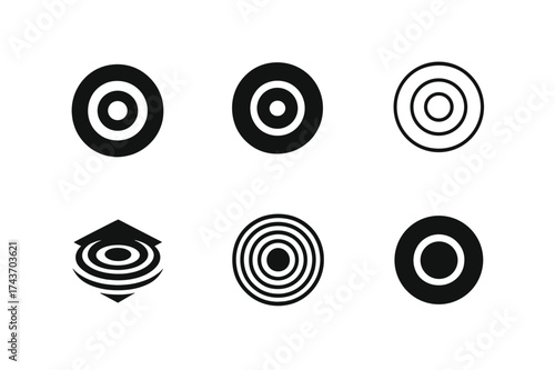 Harmonious Water Ripple Logos. Letting go of stress from the day. Set Logo of water ripple: concentric waves expanding outward. harmonious logo variations of