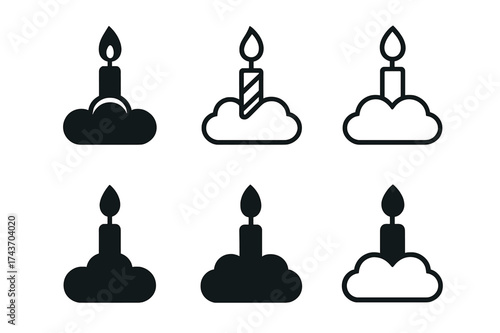 Birthday Wish Icons. Birthday candle wish. Set Logo of Celebration: birthday wish icon. harmonious logo variations of the same emblematic concept, each with