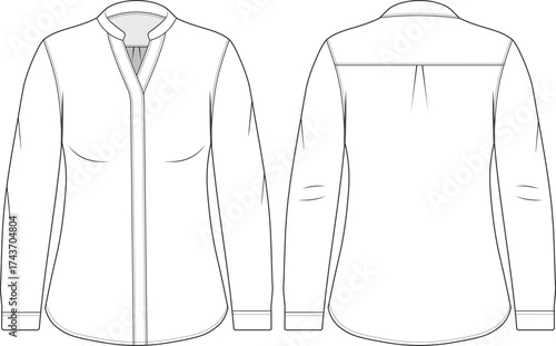 women's juliette long sleeve blouse flat sketch template