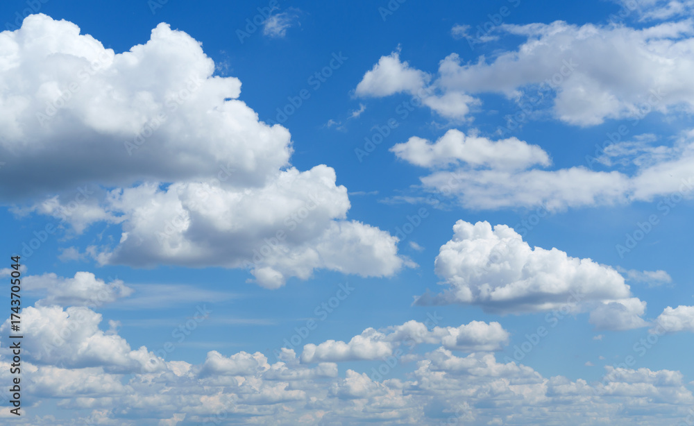 Fototapeta premium A beautiful blue sky with soft white clouds for abstract background