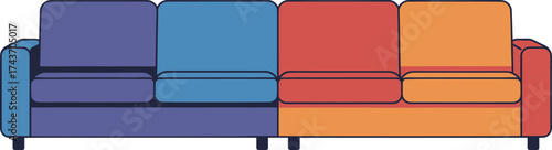 Modern sectional sofa with colorful cushions