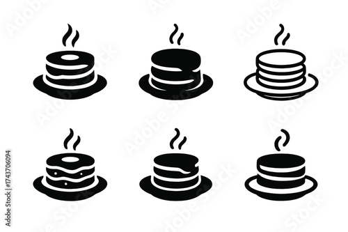 Breakfast Logo Variations. Making pancakes on a cold morning. Set Logo of Food: breakfast plate icon. harmonious logo variations of the same emblematic