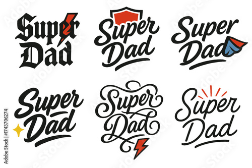 Dynamic Calligraphy Display. Super Dad. Create a calligraphy lettering illustration of the phrase: Super Dad.