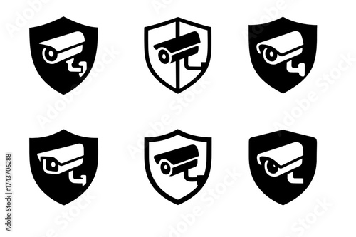 School Safety Logos. Safety in schools and educational institutions. Set Logo of Safety in schools and educational institutions: Security camera. harmonious
