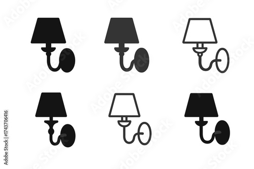 Wall Sconce Logos. Adding wall sconces for ambient lighting. Set Logo of Adding wall sconces for ambient lighting: Fabric shade sconce. harmonious logo