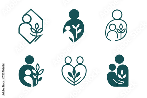 Educational Growth Icons. Mentoring youth. Set Logo of Education: growth and guidance icon. harmonious logo variations of the same emblematic concept, each