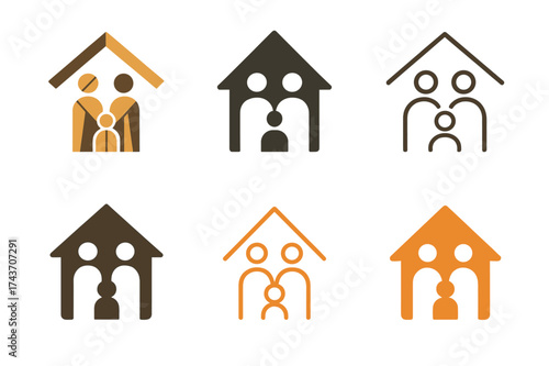 Cultural Emblem Variations. Family traditions across cultures. Set Logo of Culture: cultural ritual icon. harmonious logo variations of the same emblematic