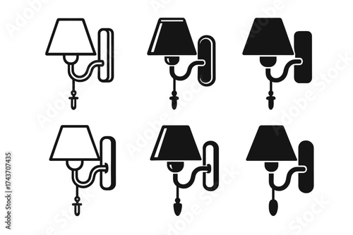 Sconce Emblem Designs. Adding wall sconces for ambient lighting. Set Logo of Adding wall sconces for ambient lighting: Bedside reading sconce. harmonious logo