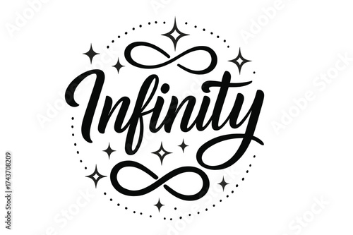 Infinity Hand Lettering. ?Infinity?. modern hand lettering, smooth curves, balanced composition, clear