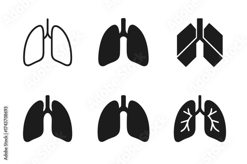 Breathing Exercise Logos. Breathing exercises for stress management. Set Logo of Breathing exercises for stress management: Lungs. harmonious logo variations