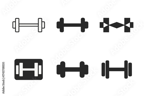 Weightlifting Logo Variations. Weightlifting. Set Logo of Weightlifting: barbell with weights. harmonious logo variations of the same emblematic concept, each