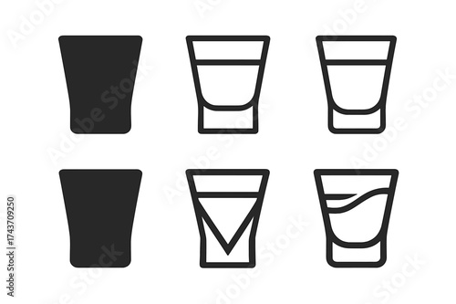 Alcohol Logo Variations. Alcohol. Set Logo of Alcohol: shot glass. harmonious logo variations of the same emblematic concept, each with different artistic