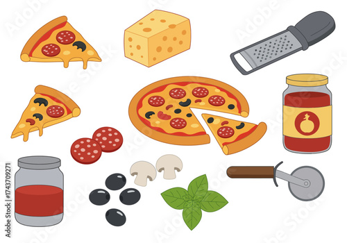 Pizza Ingredients Cartoon A Recipe for Delicious Digital Art