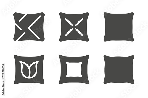 Budget Home Decor Logos. Home decor on a budget. Set Logo of Home decor on a budget: DIY throw pillow. harmonious logo variations of the same emblematic