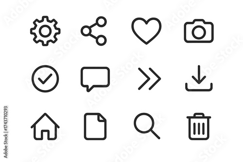 Uniform Icon Layout. Equal spacing between icons and equal margins on the edges. Uniform icon size across the