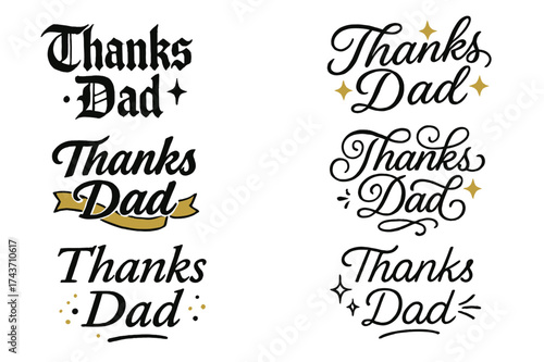 Calligraphy 'Thanks Dad' Art. Thanks Dad. Create a calligraphy lettering illustration of the phrase: Thanks