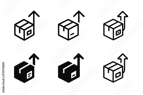 E-commerce Logo Variations. The growth of e-commerce and online shopping trends. Set Logo of The growth of e-commerce and online shopping trends: Package box