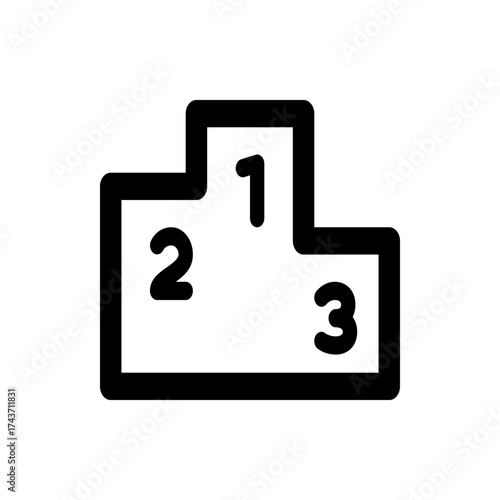 Illustration of a black podium with the numbers one two and three representing first second and third place