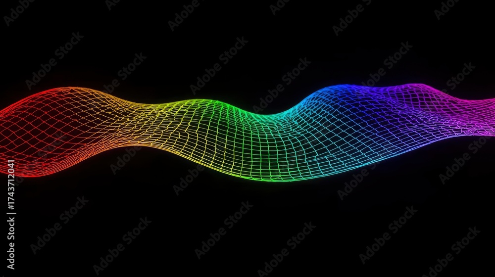 Fototapeta premium Rainbow colored abstract wave grid