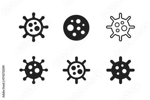 Harmonious Microbe Logos. Microbe. Set Logo of Microbe: microbial colony. harmonious logo variations of the same emblematic concept, each with different