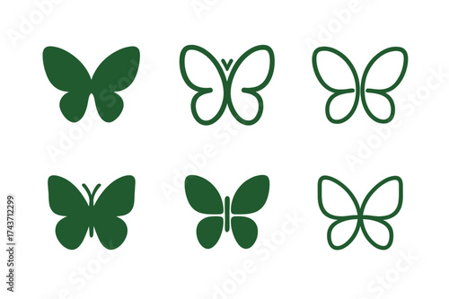 Nature-Inspired Logo Variations. Graphic Design Trends Nature-Inspired Design. Set Logo of Nature-Inspired Design: butterfly. harmonious logo variations of the
