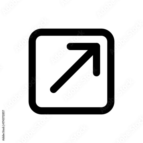 External link icon showing an arrow pointing out of a square with rounded corners in a simple black design
