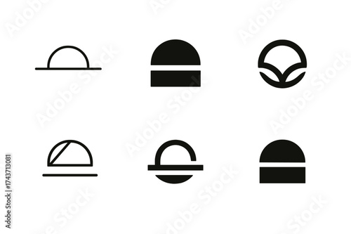 Horizon Edge Logos. Edge. Set Logo of Conceptual design: horizon line edge. harmonious logo variations of the same emblematic concept, each with different