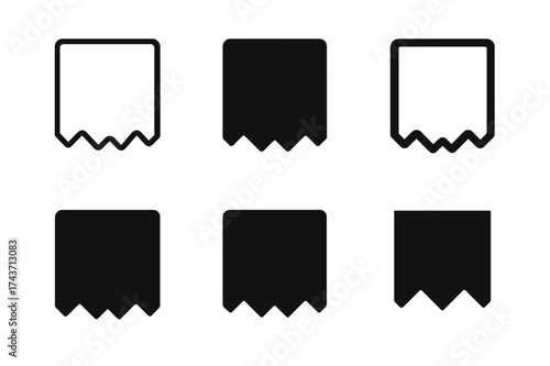 Emblematic Receipt Logos. Receipt. Set Logo of Receipt: torn receipt edge. harmonious logo variations of the same emblematic concept, each with different