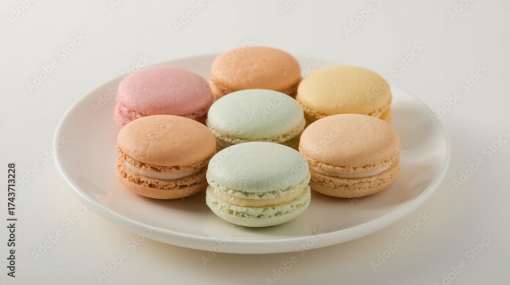 Obraz premium Pastel macarons on a white plate