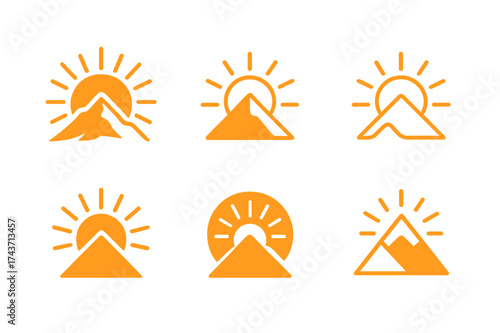 Personal Growth Logos. Making personal growth a lifestyle choice. Set Logo of Making personal growth a lifestyle choice: sunrise over mountain peak. harmonious