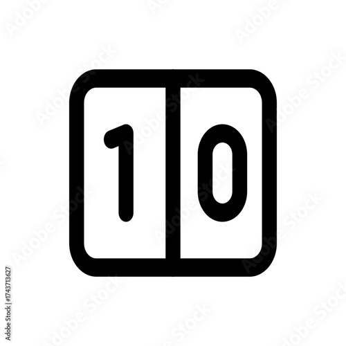 Illustration of a split flap display showing the number one and the letter c in a bold black outlined box