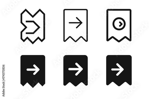 Logo Variations Grid. Checkout process. Set Logo of Checkout process: Receipt. harmonious logo variations of the same emblematic concept, each with different
